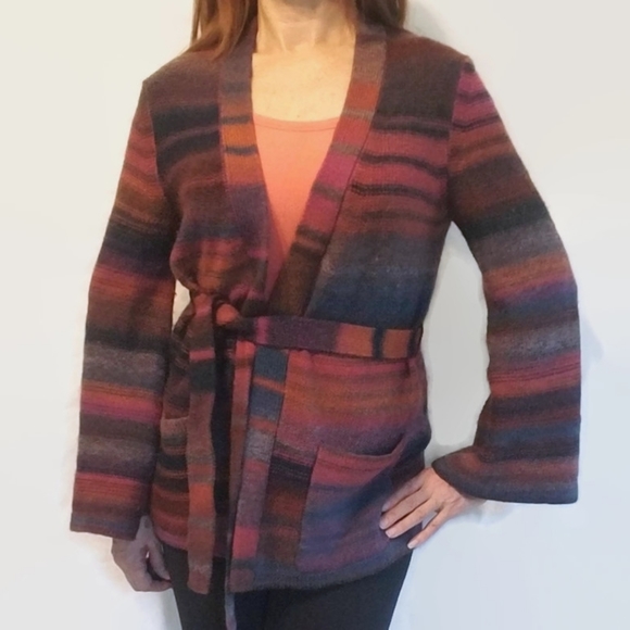 Trina Turk Sweaters - Trina Turk Wool Muliti Striped Cardigan Sweater